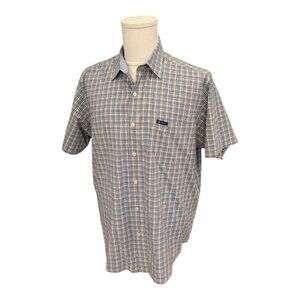 Chaps Men's XL Blue Yellow Plaid Casual Collared Cotton Button Down Easy Shirt